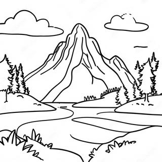 Pagina Para Colorir De Paisagem Montanhosa Realista Da Natureza 8115-6590