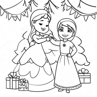 Pagina Para Colorir Elsa E Anna Decorando Uma Arvore De Natal 8336-6761