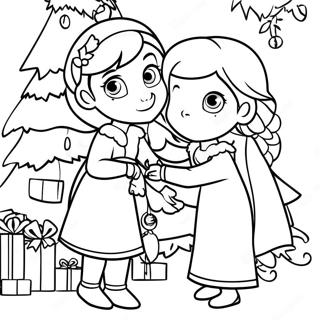 Pagina Para Colorir Elsa E Anna Decorando Uma Arvore De Natal 8336-6762