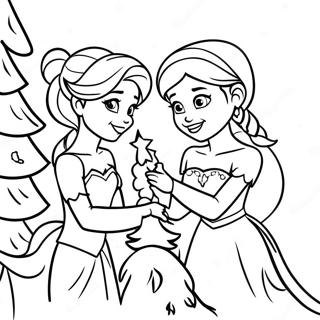 Pagina Para Colorir Elsa E Anna Decorando Uma Arvore De Natal 8336-6764