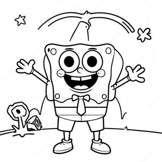 Pagina Para Colorir Do Spongebob Em Um Fantasia Assustadora 8626-7067