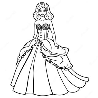 Pagina Para Colorir Da Barbie Em Um Vestido Bonito 9047-7394