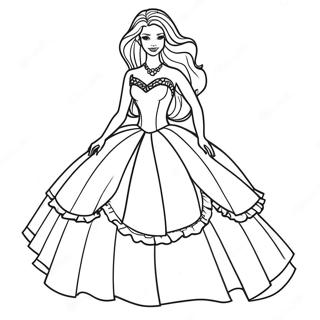 Pagina Para Colorir Da Barbie Em Um Vestido Bonito 9047-7395