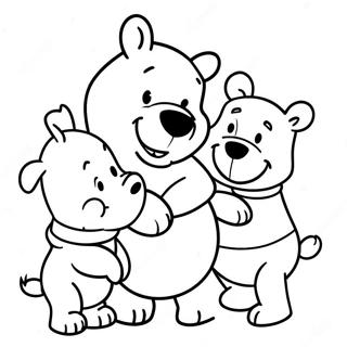 Pagina Para Colorir Do Adoravel Bebe Winnie The Pooh Com Amigos 9077-7417