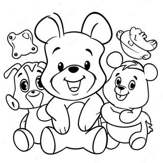 Pagina Para Colorir Do Adoravel Bebe Winnie The Pooh Com Amigos 9077-7418