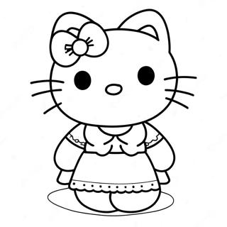 Pagina Para Colorir Hello Kitty Em Um Vestido Fofo 9217-7530