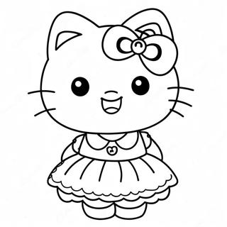 Pagina Para Colorir Hello Kitty Em Um Vestido Fofo 9217-7531