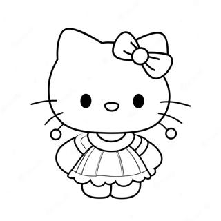 Pagina Para Colorir Hello Kitty Em Um Vestido Fofo 9217-7532