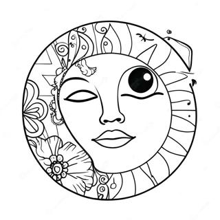 Sol E Lua Boêmios Para Adultos Páginas Para Colorir