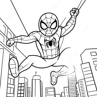 Pagina Para Colorir Homem Aranha Adoravel Balancando Pela Cidade 9287-7586