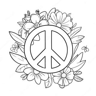 Pagina Para Colorir Do Simbolo Da Paz Colorido Com Flores 942-756