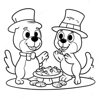 Pagina Para Colorir Da Celebracao De Acao De Gracas Do Bluey E Bingo 9477-7734