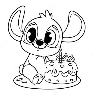 Pagina Para Colorir Do Stitch Com Bolo De Aniversario 9697-7909