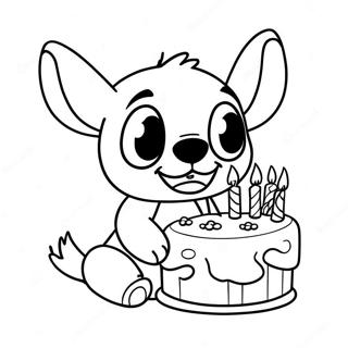 Pagina Para Colorir Do Stitch Com Bolo De Aniversario 9697-7911