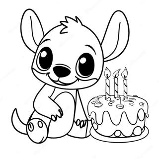 Pagina Para Colorir Do Stitch Com Bolo De Aniversario 9697-7912