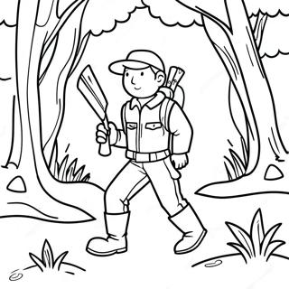 Pagina Para Colorir Do Cacador Aventureiro Na Floresta 972-778