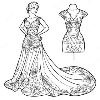 Coquette Elegante Com Vestido Floral Pagina Para Colorir 9767-8040