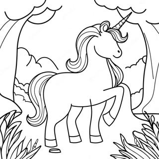 Pagina Para Colorir De Unicornio Majestoso Em Uma Floresta Magica 9987-8213