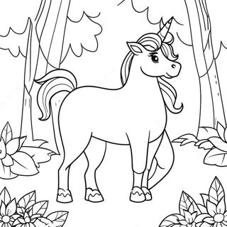 Pagina Para Colorir De Unicornio Majestoso Em Uma Floresta Magica 9987-8214